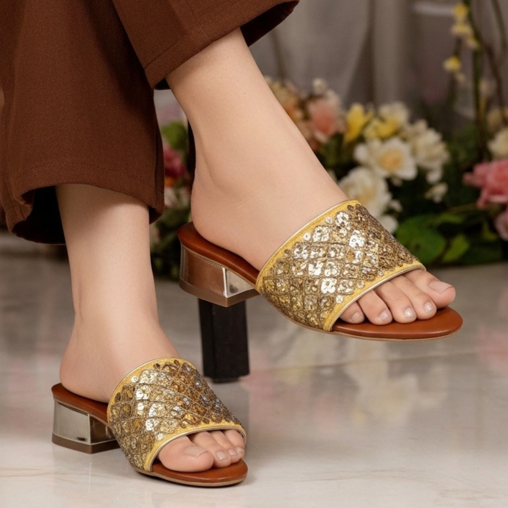 Golden Aura Statement Heels