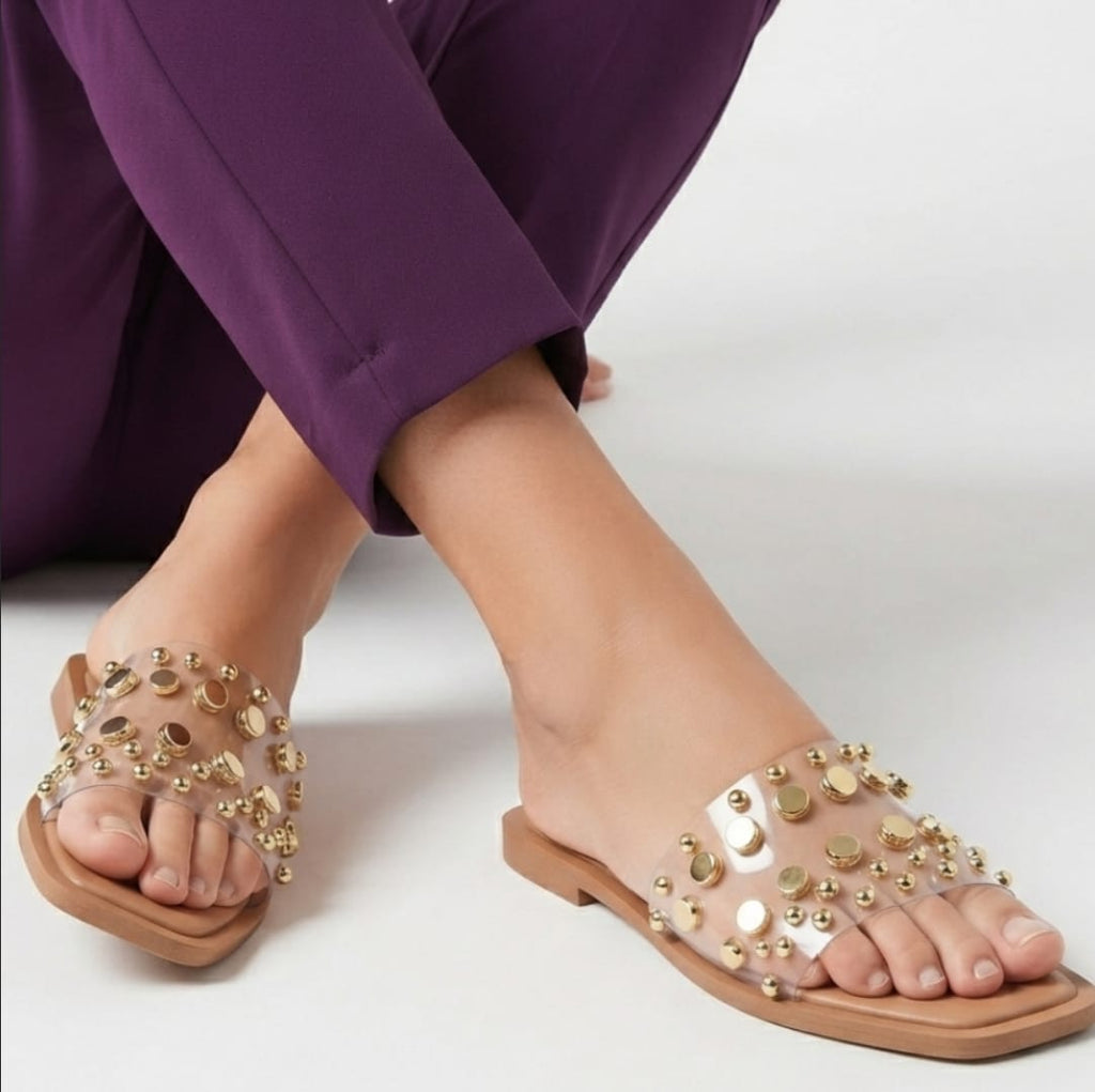GOLD STUDDED SLIDES