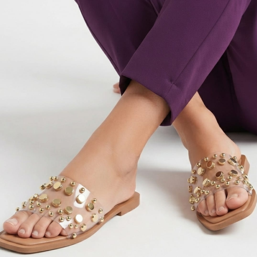 GOLD STUDDED SLIDES