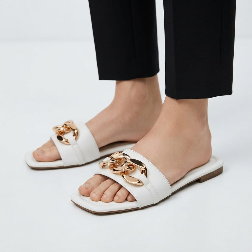 WHITE CHAIN DETAIL SLIDES