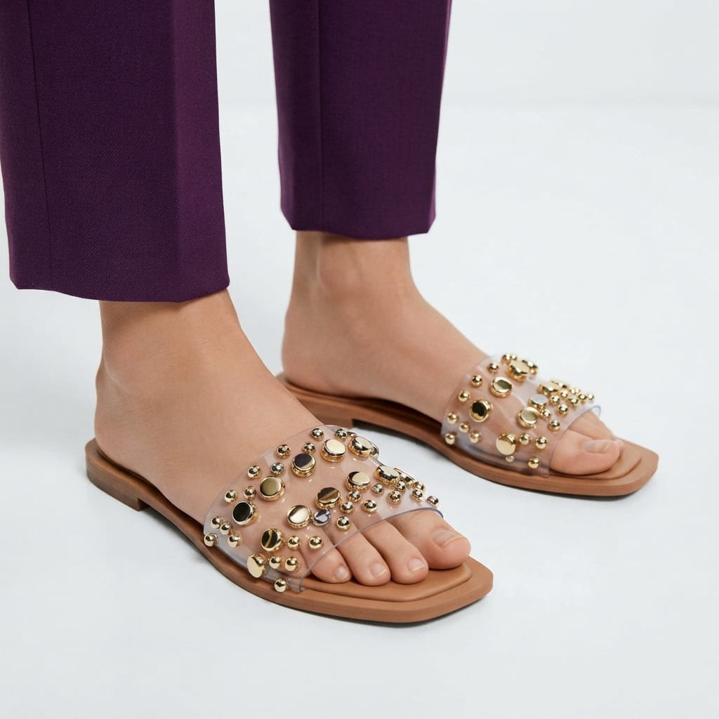 GOLD STUDDED SLIDES