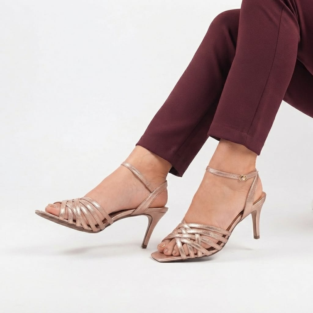 ROSE GOLD STRAPPY HEELS