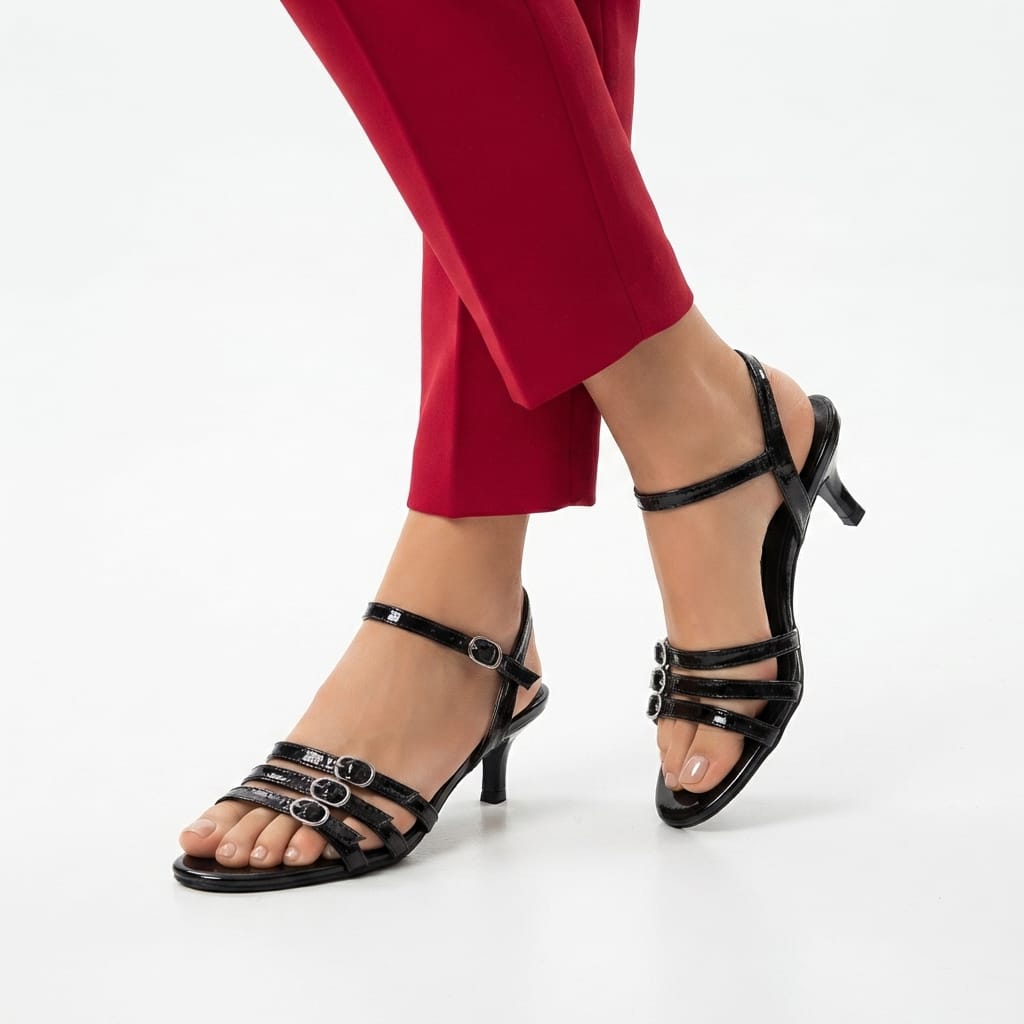 BLACK STRAPPY HEELS