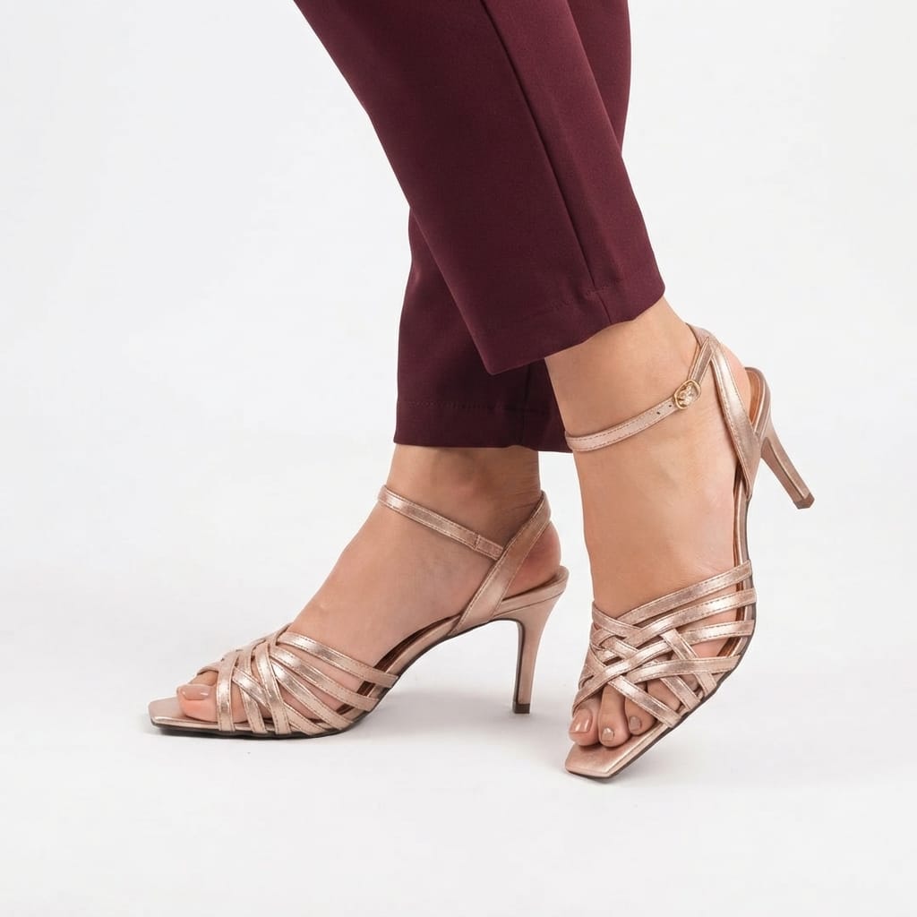ROSE GOLD STRAPPY HEELS