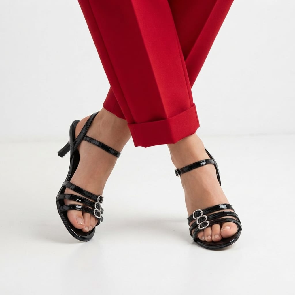 BLACK STRAPPY HEELS