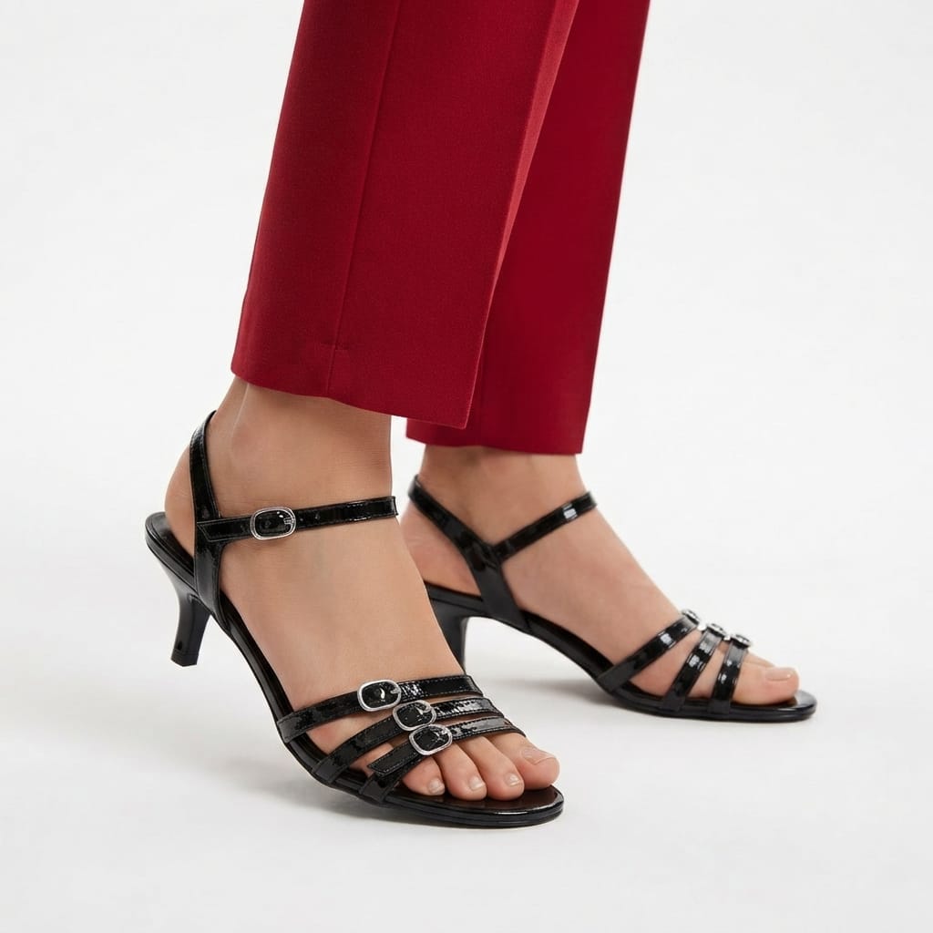 BLACK STRAPPY HEELS