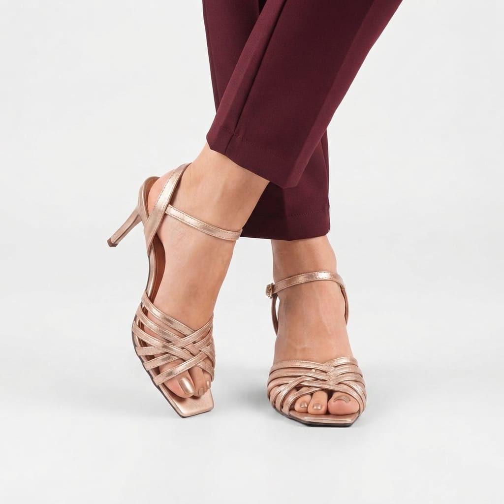 ROSE GOLD STRAPPY HEELS