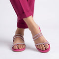 PINK RHINESTONE STRAPPY SANDALS