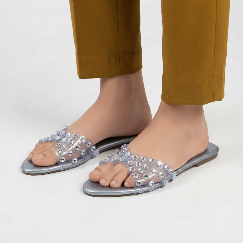 SILVER RHINESTONE EMBELLISHED