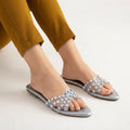 SILVER RHINESTONE EMBELLISHED