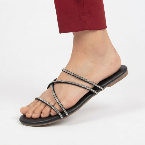 BLACK RHINESTONE CRISS-CROSS
