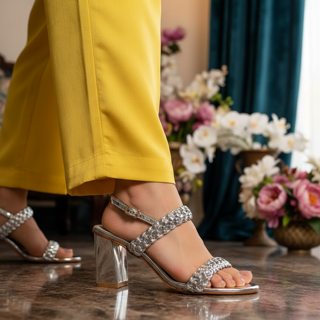 Silver Spark Heels