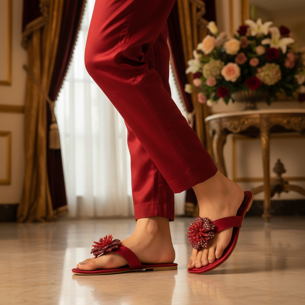 Crimson Bloom Flats