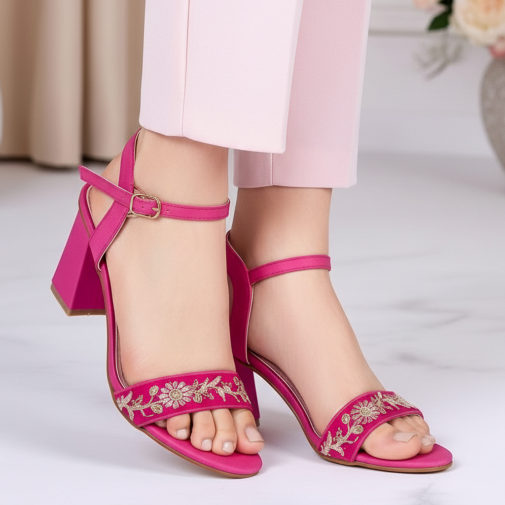Pink Petal Charm Heels